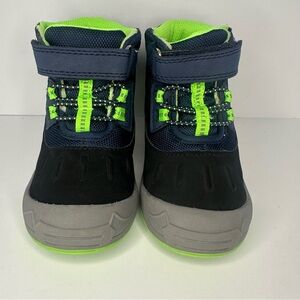 EUC Stride Rite 360 Nebraska Navy Black Lime Green Boys Boots Size 6 Rugged Warm